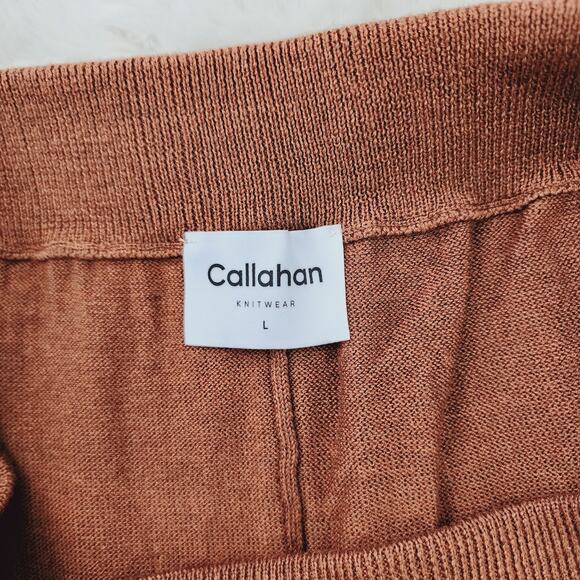 NEW Callahan Knitwear Revolve Julia Brown Knit Wide Leg Pant Root Beer Brown - Picture 7 of 13